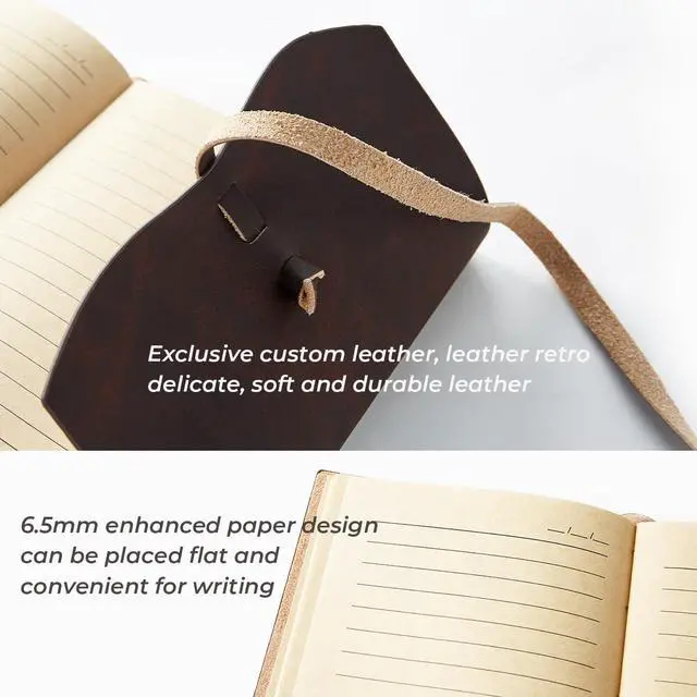 Alt view image 4 of 7 - RILIHO Leather Journal Notebook - Genuine Leather Journals for Writing 260 Pages 5x7.1 Inches Vintage Journal For Man and Women Gifts For Man Artist,Travel Journal,Brown