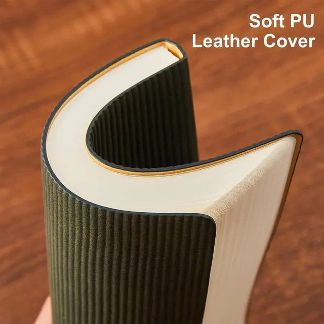 Alt view image 3 of 7 - TSFPapier Lined Journal Notebook for Work College Ruled Notebook 5.79" x 8.27" A5 PU Leather Daily Journaling Notebook 216 Pages for Women Men Daily Writing Business School Travel Gift (Dark Green)