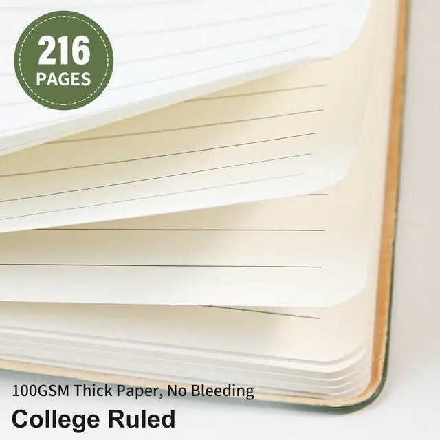 Alt view image 4 of 7 - TSFPapier Lined Journal Notebook for Work College Ruled Notebook 5.79" x 8.27" A5 PU Leather Daily Journaling Notebook 216 Pages for Women Men Daily Writing Business School Travel Gift (Dark Green)