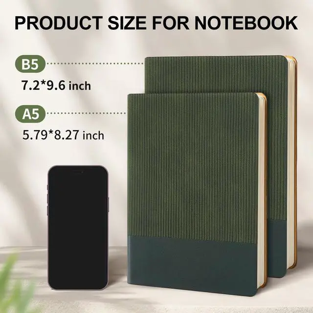 Alt view image 2 of 7 - TSFPapier Lined Journal Notebook for Work College Ruled Notebook 5.79" x 8.27" A5 PU Leather Daily Journaling Notebook 216 Pages for Women Men Daily Writing Business School Travel Gift (Dark Green)