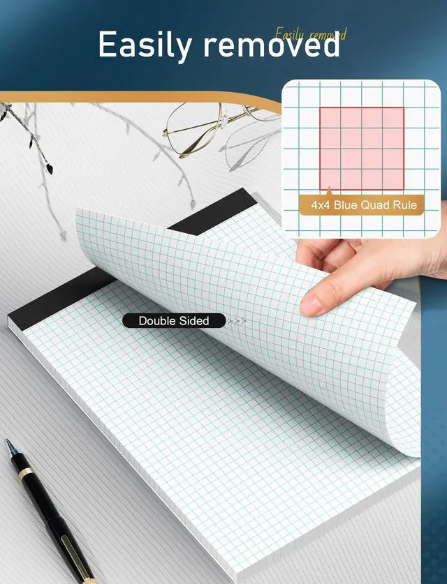 Alt view image 6 of 7 - Zaviko Graph Paper Pad 8.5 x 11, 2 Pack, 4x4 Graph Ruled, Grid Paper Pad 8-1/2" x 11", Blueprint Quadrille Pad, Easy Tears Off, Grid Pad Notebook 8.5 x 11, White 70 GSM Graft Paper, 30 Sheets/Pad