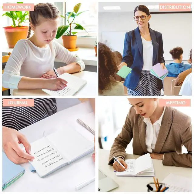 Alt view image 6 of 7 - feela 3 Pack Pocket Small Notebook Journals, Mini Cute Hardcover College Ruled Notepad Women Office Supplies, with 3 Black Pens, 3.5x 5.5, A6, Pastel Colors, Light Blue, Light Purple, Light Green
