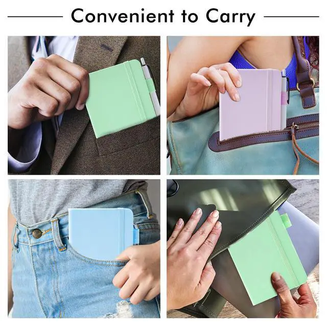 Alt view image 5 of 7 - feela 3 Pack Pocket Small Notebook Journals, Mini Cute Hardcover College Ruled Notepad Women Office Supplies, with 3 Black Pens, 3.5x 5.5, A6, Pastel Colors, Light Blue, Light Purple, Light Green