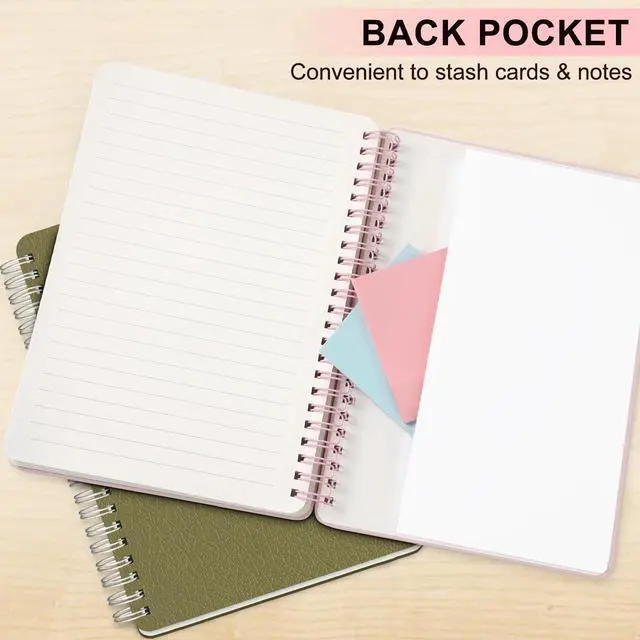 Alt view image 5 of 7 - ABERLLS Lined Spiral Journal Notebook with 160 Pages, 8×5.7in, A5 Spiral Notebook, Journaling Notebooks for Work, School, Women, Men, College Ruled Spiral Notebook, Hardcover Leather Journals, Pink