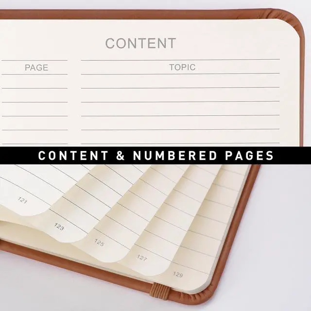 Alt view image 4 of 7 - RETTACY Lined Journal Notebook, 192 Numbered Pages, A5 Medium Size (5.7'' x 8.3''), for Men & Women, Journaling, Writing, Work & Office, Leather Hardcover, 100 GSM Thick Paper (Brown)
