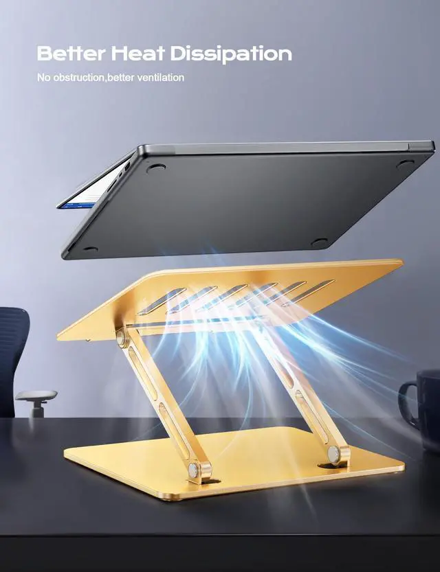 Alt view image 4 of 7 - LOXP Aluminum Laptop Stand, Adjustable Laptop Stand for Desk Foldable