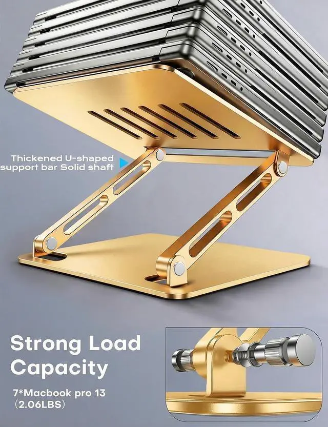 Alt view image 5 of 7 - LOXP Aluminum Laptop Stand, Adjustable Laptop Stand for Desk Foldable