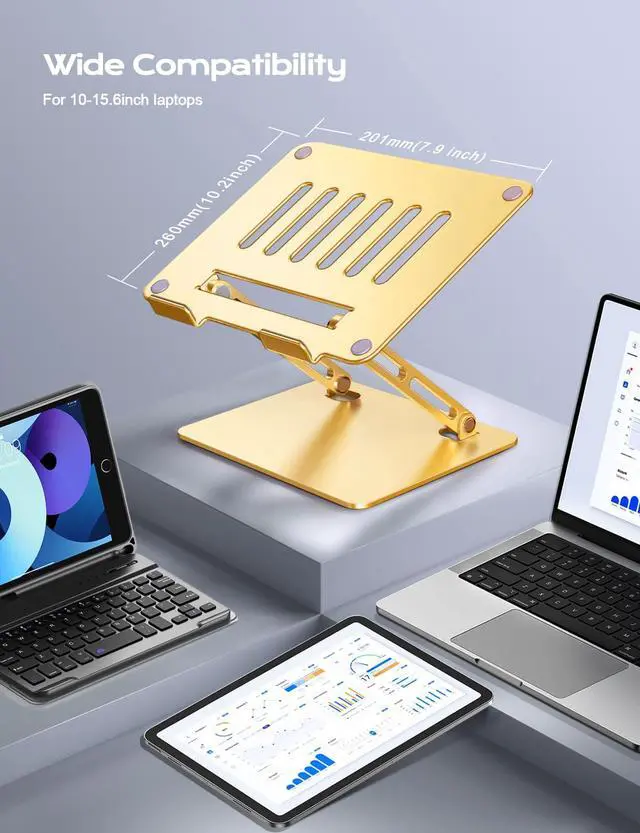 Alt view image 6 of 7 - LOXP Aluminum Laptop Stand, Adjustable Laptop Stand for Desk Foldable