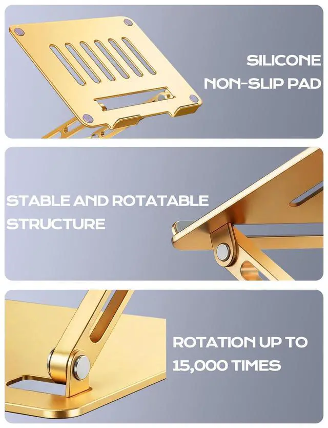 Alt view image 7 of 7 - LOXP Aluminum Laptop Stand, Adjustable Laptop Stand for Desk Foldable