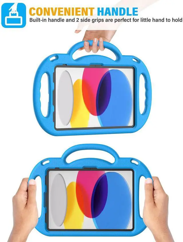 Alt view image 6 of 7 - SUPLIK Kids Case for New iPad 11th Gen (A16) 11-inch 2025 & 10th Generation 10.9" 2022 & Air 11" 2025/2024 & Air 5th/4th Gen & Pro 11, Durable Shockproof Cover with Shoulder Strap Handle Stand, Blue