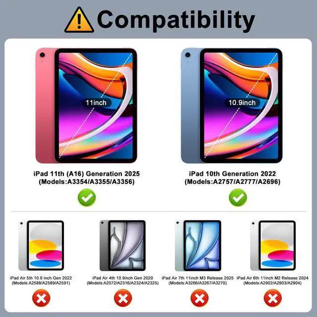 Alt view image 2 of 7 - SidunRilax Case for iPad (A16) 11th Generation 11 inch 2025 / iPad 10th Generation 10.9 inch 2022, smart Folio with Pencil Holder, Soft TPU Back,Auto Wake/Sleep, Support Touch ID - Watermelon Red