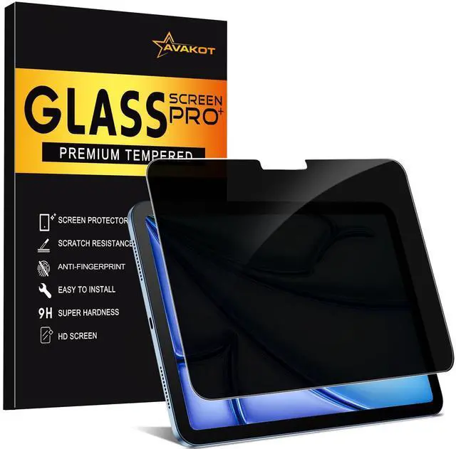 Main image of avakot Privacy Screen Protector for iPad Air 11 M3/M2 2025/2024, Anti-Spy Tempered Glass Film for iPad Air 11 Inch, Face ID & Apple Pencil Compatible, HD Clear, Touch Sensitive Case Friendly1 Pack