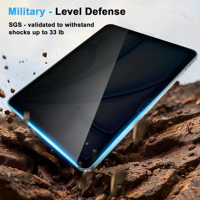 Alt view image 3 of 7 - avakot Privacy Screen Protector for iPad Air 11 M3/M2 2025/2024, Anti-Spy Tempered Glass Film for iPad Air 11 Inch, Face ID & Apple Pencil Compatible, HD Clear, Touch Sensitive Case Friendly1 Pack