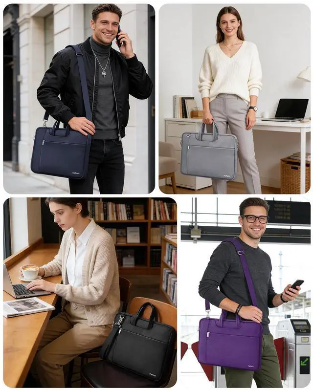 Alt view image 2 of 7 - Ferkurn 15.6 16 Inch Laptop Case Bag for Women Men Compatible with MacBook Pro M5/HP OmniBook Omen Envy/Lenovo Yoga IdealPad/Dell Pro Inspiron, Carrying Briefcase Computer Messenger Bag Case, Grey