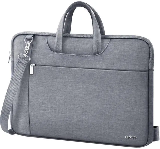 Main image of Ferkurn 15.6 16 Inch Laptop Case Bag for Women Men Compatible with MacBook Pro M5/HP OmniBook Omen Envy/Lenovo Yoga IdealPad/Dell Pro Inspiron, Carrying Briefcase Computer Messenger Bag Case, Grey