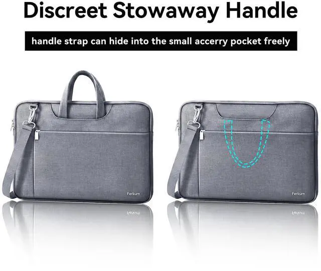 Alt view image 6 of 7 - Ferkurn 15.6 16 Inch Laptop Case Bag for Women Men Compatible with MacBook Pro M5/HP OmniBook Omen Envy/Lenovo Yoga IdealPad/Dell Pro Inspiron, Carrying Briefcase Computer Messenger Bag Case, Grey
