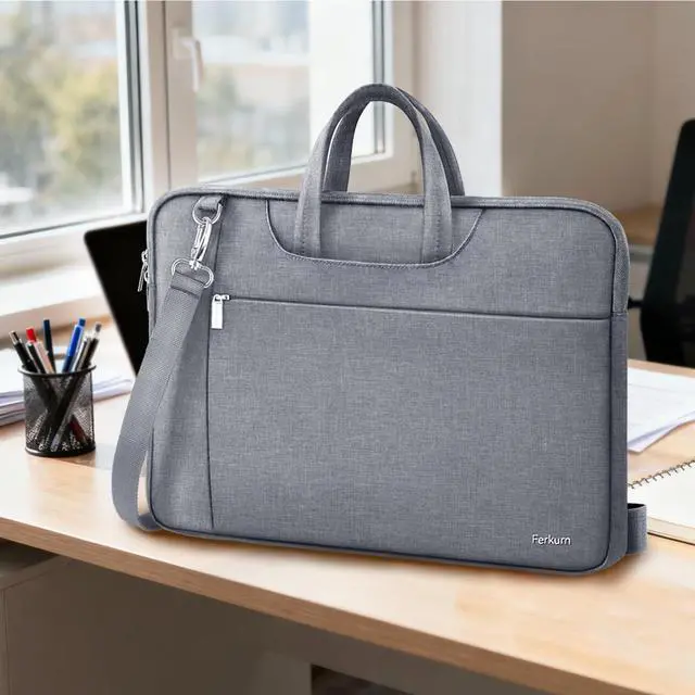 Alt view image 7 of 7 - Ferkurn 15.6 16 Inch Laptop Case Bag for Women Men Compatible with MacBook Pro M5/HP OmniBook Omen Envy/Lenovo Yoga IdealPad/Dell Pro Inspiron, Carrying Briefcase Computer Messenger Bag Case, Grey