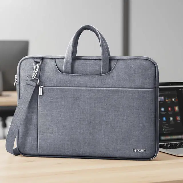 Alt view image 3 of 7 - Ferkurn 15.6 16 Inch Laptop Case Bag for Women Men Compatible with MacBook Pro M5/HP OmniBook Omen Envy/Lenovo Yoga IdealPad/Dell Pro Inspiron, Carrying Briefcase Computer Messenger Bag Case, Grey