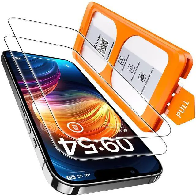 Main image of TOCOL for iPhone 14 Screen Protector 9H Hardness Military Grade Shatterproof HD Tempered Glass Full Coverage Easy Installation Case Friendly 2 Pack