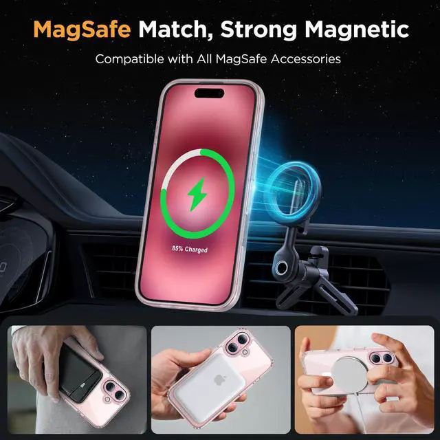 Alt view image 3 of 7 - Miracase Magnetic for iPhone 17 Case (Compatible with MagSafe) with Screen Protector Military-Grade Protection, Anti-Fingerprint Translucent Matte Phone Cover for iPhone 17 6.3 inch, Clear
