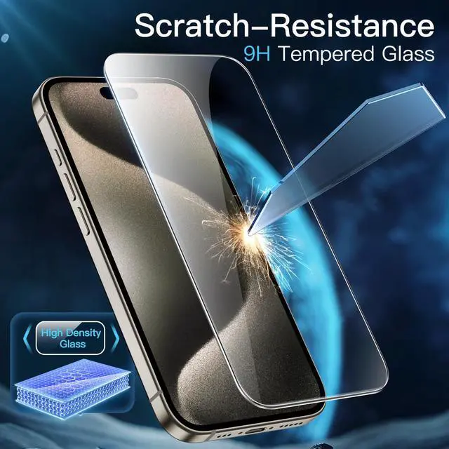 Alt view image 5 of 7 - JETech Screen Protector for iPhone 15 Pro Max, 2-Pack