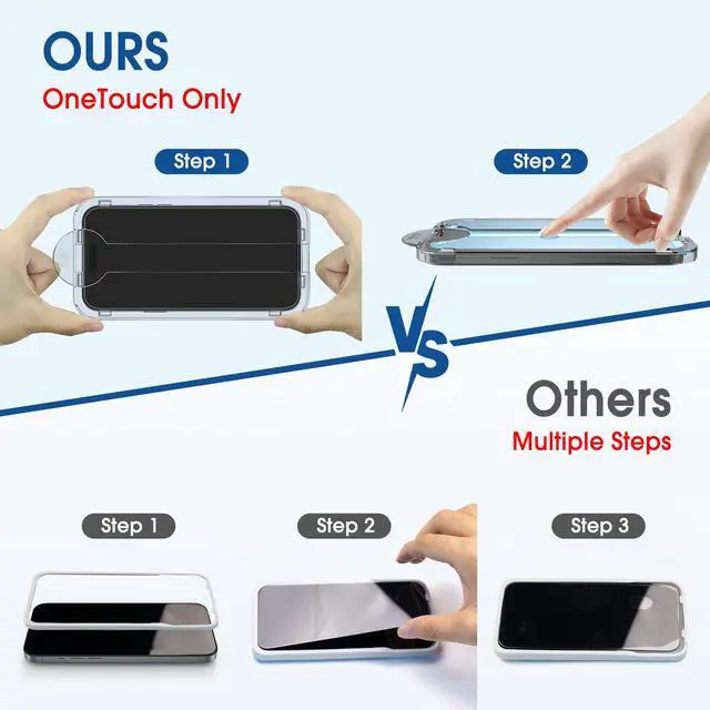 Alt view image 3 of 7 - amFilm OneTouch for iPhone 15 Pro Max Screen Protector 6.7'' Tempered Glass