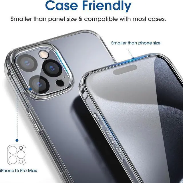 Alt view image 5 of 7 - amFilm OneTouch for iPhone 15 Pro Max Screen Protector 6.7'' Tempered Glass