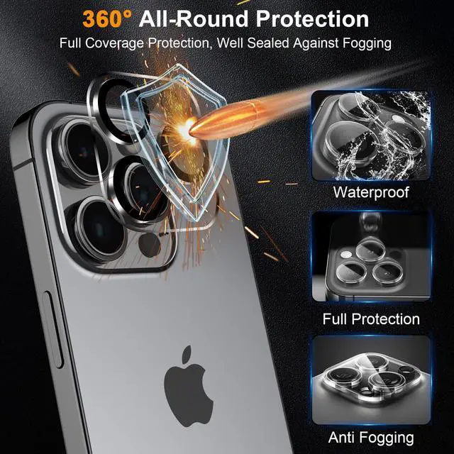 Alt view image 3 of 7 - SIBEITU 3 Pack Screen Protector for iPhone 14 with 3 Pack Camera Lens Tempered Glass Protector, 6.1 Inch HD Clear Tempered Glass Film 9H Hardness Full Coverage, Scratch Resistent, No Air Bubbles