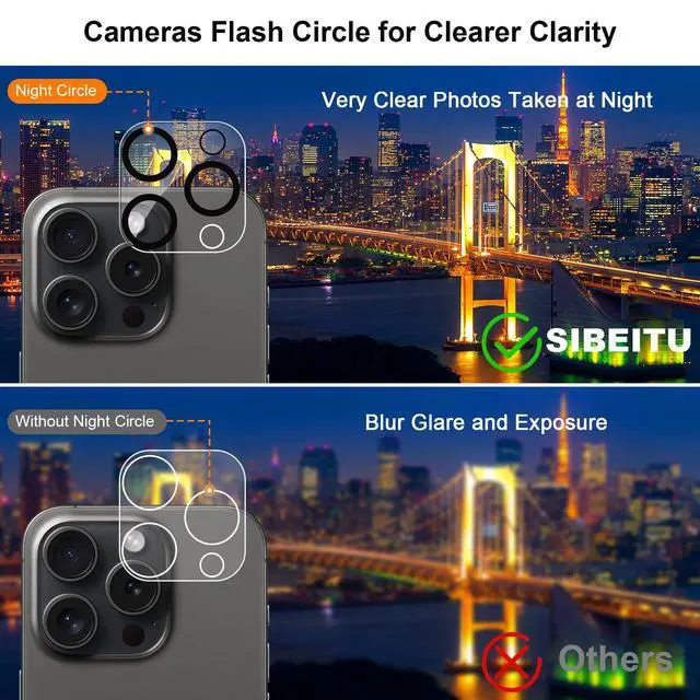 Alt view image 6 of 7 - SIBEITU 3 Pack Screen Protector for iPhone 14 with 3 Pack Camera Lens Tempered Glass Protector, 6.1 Inch HD Clear Tempered Glass Film 9H Hardness Full Coverage, Scratch Resistent, No Air Bubbles