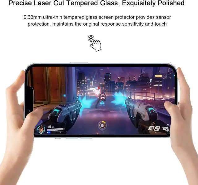 Alt view image 7 of 7 - SIBEITU 3 Pack Screen Protector for iPhone 14 with 3 Pack Camera Lens Tempered Glass Protector, 6.1 Inch HD Clear Tempered Glass Film 9H Hardness Full Coverage, Scratch Resistent, No Air Bubbles