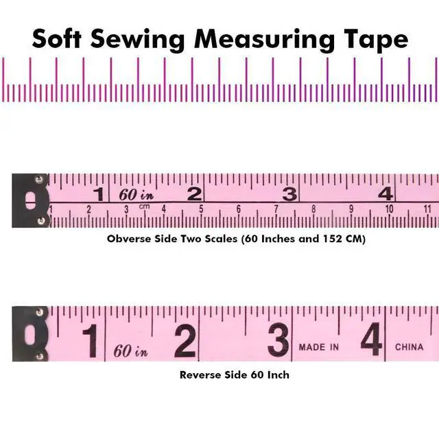 Alt view image 5 of 6 - VAXATO 2PCS Measuring Tape for Body,Soft Tape Measure for Body Sewing Fabric Tailor Cloth Craft Measurement60 Inch/1.5M Pink Retractable Dual Sided Measure Tape Set
