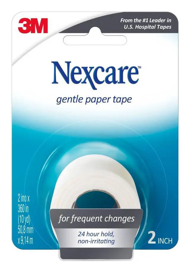 Alt view image 2 of 7 - Nexcare Gentle Paper First Aid Tape, 2 in x 10 yd, Hypoallergenic Medical Surgical Tape for Sensitive Skin, Latex Free, 1 Count (Pack of 2)