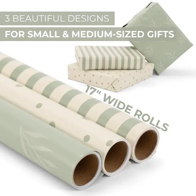 Alt view image 3 of 7 - ZICOTO Beautiful Gift Wrapping Paper Rolls for All Occasions - Set of 3 Quality Rolls For Wedding, Birthday, Baby Shower & Christmas - Add a Touch of Magic to Every Gift You Wrap - 17 x 120 in
