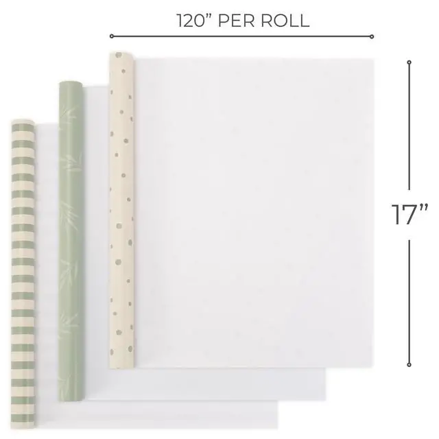 Alt view image 5 of 7 - ZICOTO Beautiful Gift Wrapping Paper Rolls for All Occasions - Set of 3 Quality Rolls For Wedding, Birthday, Baby Shower & Christmas - Add a Touch of Magic to Every Gift You Wrap - 17 x 120 in