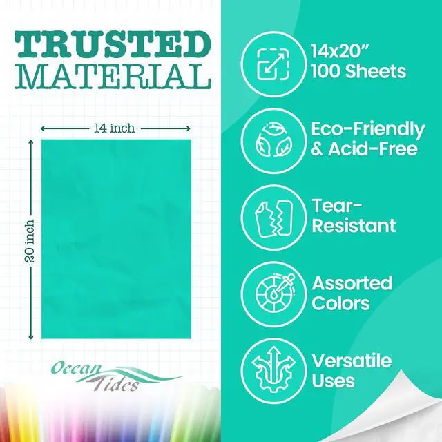 Alt view image 5 of 7 - Ocean Tides Premium Wrapping Paper 100 Sheets (14 x 20 Inches) Colored Tissue Paper for Gift Bags, Birthday Party, Flower Decoration, Mother's Day, Wedding, Crafting & Custom Art Projects - Assorted