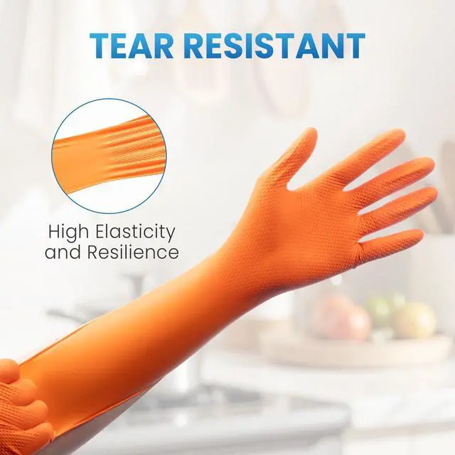 Alt view image 7 of 7 - Borje Orange 8 Mil Nitrile Disposable Gloves, Heavy-Duty Mechanic Gloves, 100 Count, Large, Latex & Powder Free with Raised Diamond Texture, Industrial, Automotive, Gardening