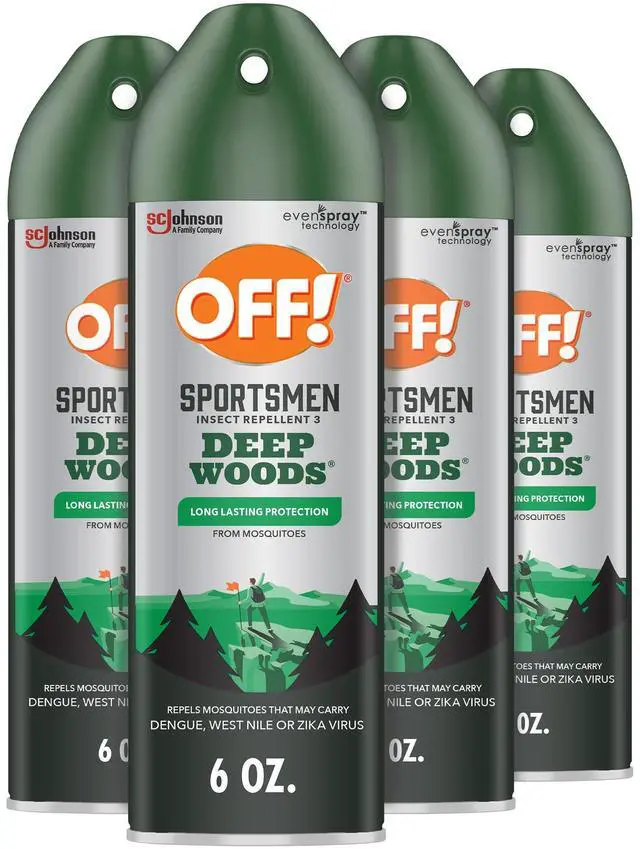 Main image of OFF! Deep Woods Sportsmen Insect Repellent Aerosol, Bug Spray Containing 30% DEET, Protects Against Mosquitoes and Ticks, 6 Oz, (Pack of 4)