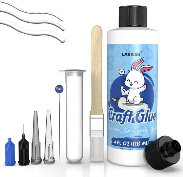Main image of Craft Glue 4oz with Precision Tips | Quick Dry Clear Strong Permanent Tacky Glue for Fabric & Paper Crafts, Scrapbooking, Card Making Supplies