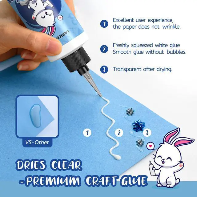 Alt view image 2 of 6 - Craft Glue 4oz with Precision Tips | Quick Dry Clear Strong Permanent Tacky Glue for Fabric & Paper Crafts, Scrapbooking, Card Making Supplies