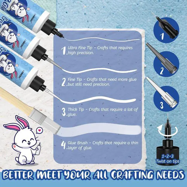 Alt view image 3 of 6 - Craft Glue 4oz with Precision Tips | Quick Dry Clear Strong Permanent Tacky Glue for Fabric & Paper Crafts, Scrapbooking, Card Making Supplies