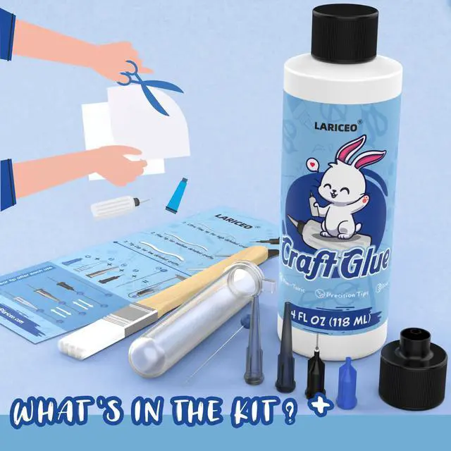 Alt view image 6 of 6 - Craft Glue 4oz with Precision Tips | Quick Dry Clear Strong Permanent Tacky Glue for Fabric & Paper Crafts, Scrapbooking, Card Making Supplies