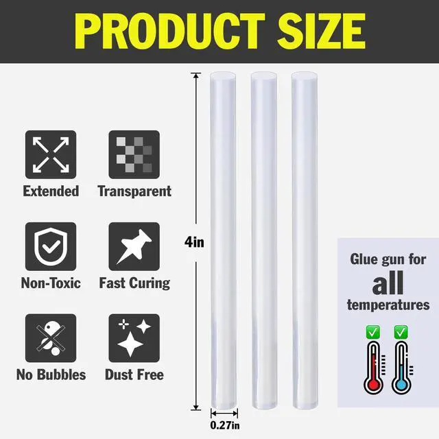 Alt view image 2 of 6 - 600 Pack Mini Hot Glue Sticks, 4" Long x 0.27" Diameter Glue Sticks for Mini Glue Guns, Multipurpose for Wood, Metal, Glass, Plastic, Floral, Fabric, Leather, Foam, Floral