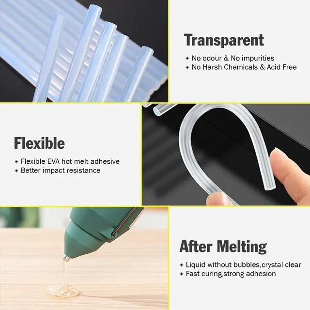 Alt view image 3 of 6 - 600 Pack Mini Hot Glue Sticks, 4" Long x 0.27" Diameter Glue Sticks for Mini Glue Guns, Multipurpose for Wood, Metal, Glass, Plastic, Floral, Fabric, Leather, Foam, Floral