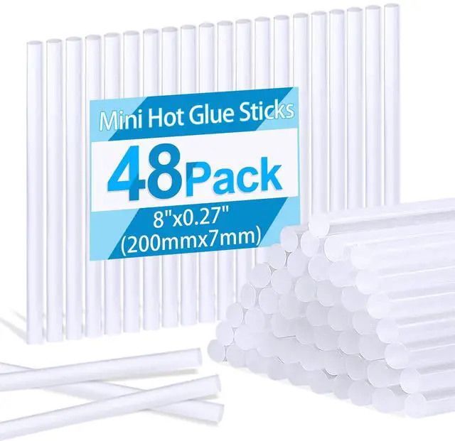 Main image of Phinus 48 Pack Mini Hot Glue Sticks, 8" Long x 0.27" Diameter Clear Glue Sticks for Glue Gun, EVA Clear Glue Gun Sticks, Hot Glue Gun Sticks for DIY Craft Sticky Projects & More