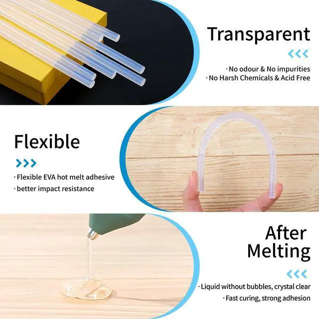 Alt view image 3 of 7 - Phinus 48 Pack Mini Hot Glue Sticks, 8" Long x 0.27" Diameter Clear Glue Sticks for Glue Gun, EVA Clear Glue Gun Sticks, Hot Glue Gun Sticks for DIY Craft Sticky Projects & More
