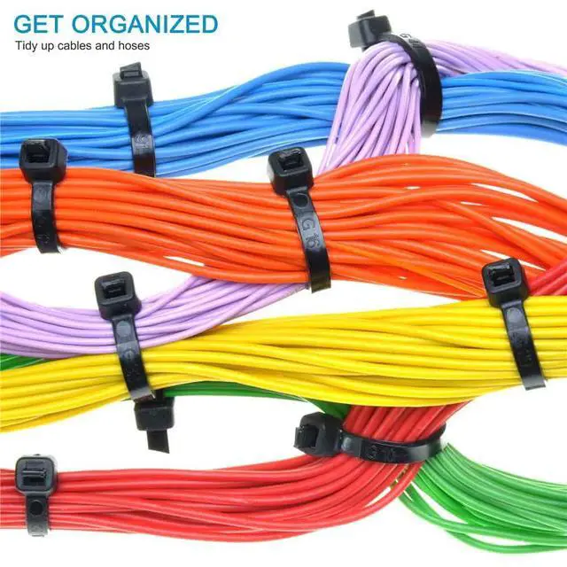 Alt view image 2 of 6 - HMROPE 100pcs Cable Zip Ties Heavy Duty 8 Inch, Premium Plastic Wire Ties with 50 Pounds Tensile Strength, Self-Locking Black Nylon Tie Wraps for Indoor and Outdoor