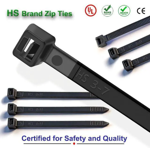 Alt view image 5 of 6 - HS UV Protected Zip Ties 12 Inch (100 Pack) Self Locking Strong Plastic Wire Ties 12 Inch Black Nylon Cable Ties 50 LBS,Outdoor Indoor Purpose