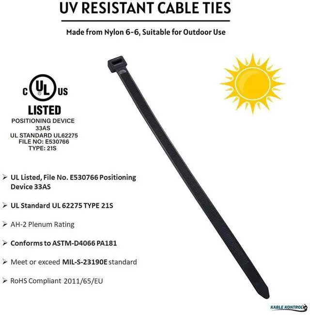 Alt view image 3 of 6 - Kable Kontrol Cable Zip Ties, 8 Inch, 100 Pcs, 50lbs Test, Black