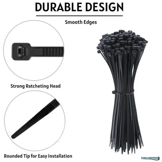 Alt view image 4 of 6 - Kable Kontrol Cable Zip Ties, 4 Inch, 100 Pcs, 18lbs Test, Black