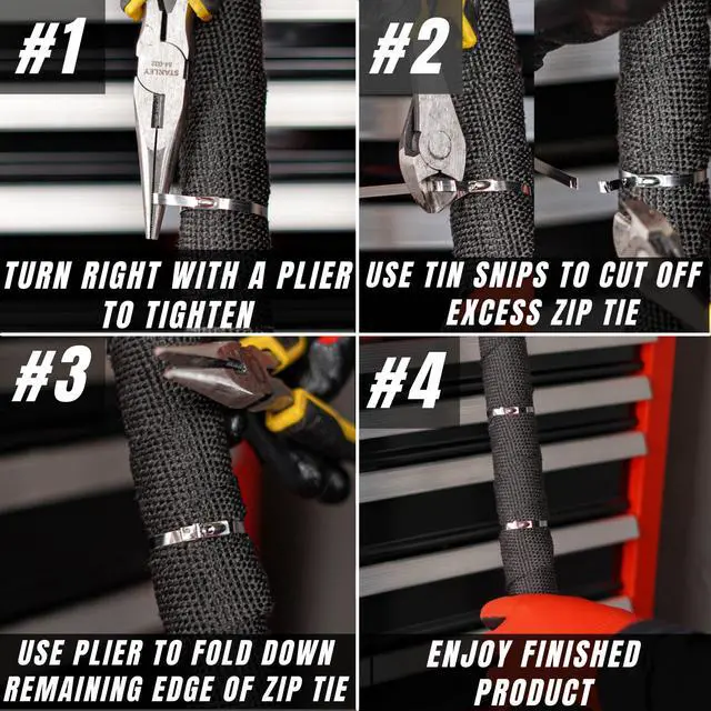 Alt view image 6 of 7 - Metal Zip Ties 11.8 inch 100pcs 304 Stainless Steel Zip Ties Heavy Duty Multi-Purpose Self-Locking Cable Ties for Machinery, Vehicles, Exhaust Wrap, Farms, Pipes, Roofs, Cables, and Outdoor Fence